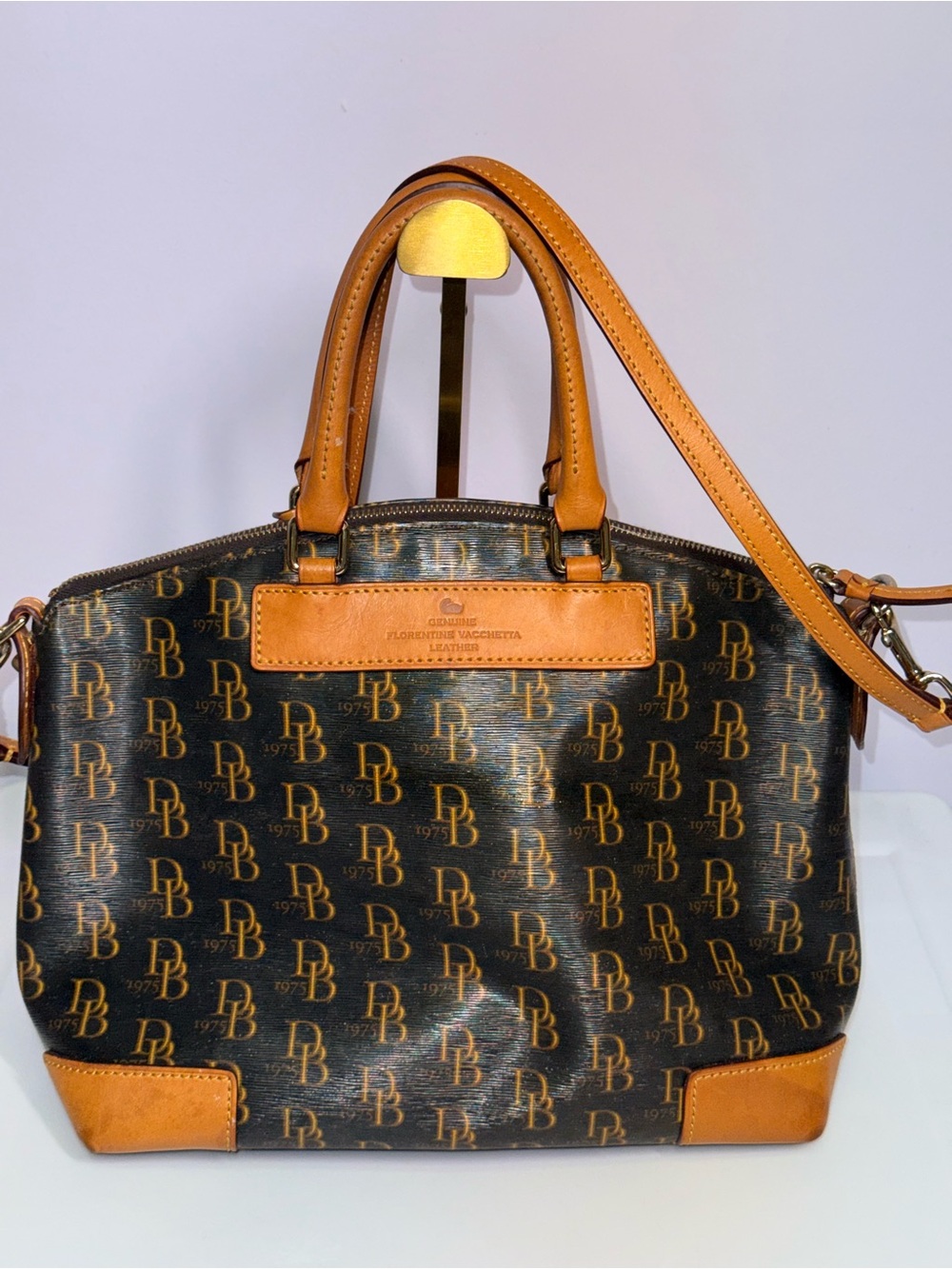 Dooney & Bourke Brown and Tan Logo Satchel with Wallet - Picture 2 of 8